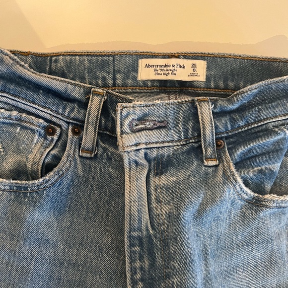 Abercrombie Jeans - ultra high rise straight jeans with slit bottoms. - Picture 2 of 3
